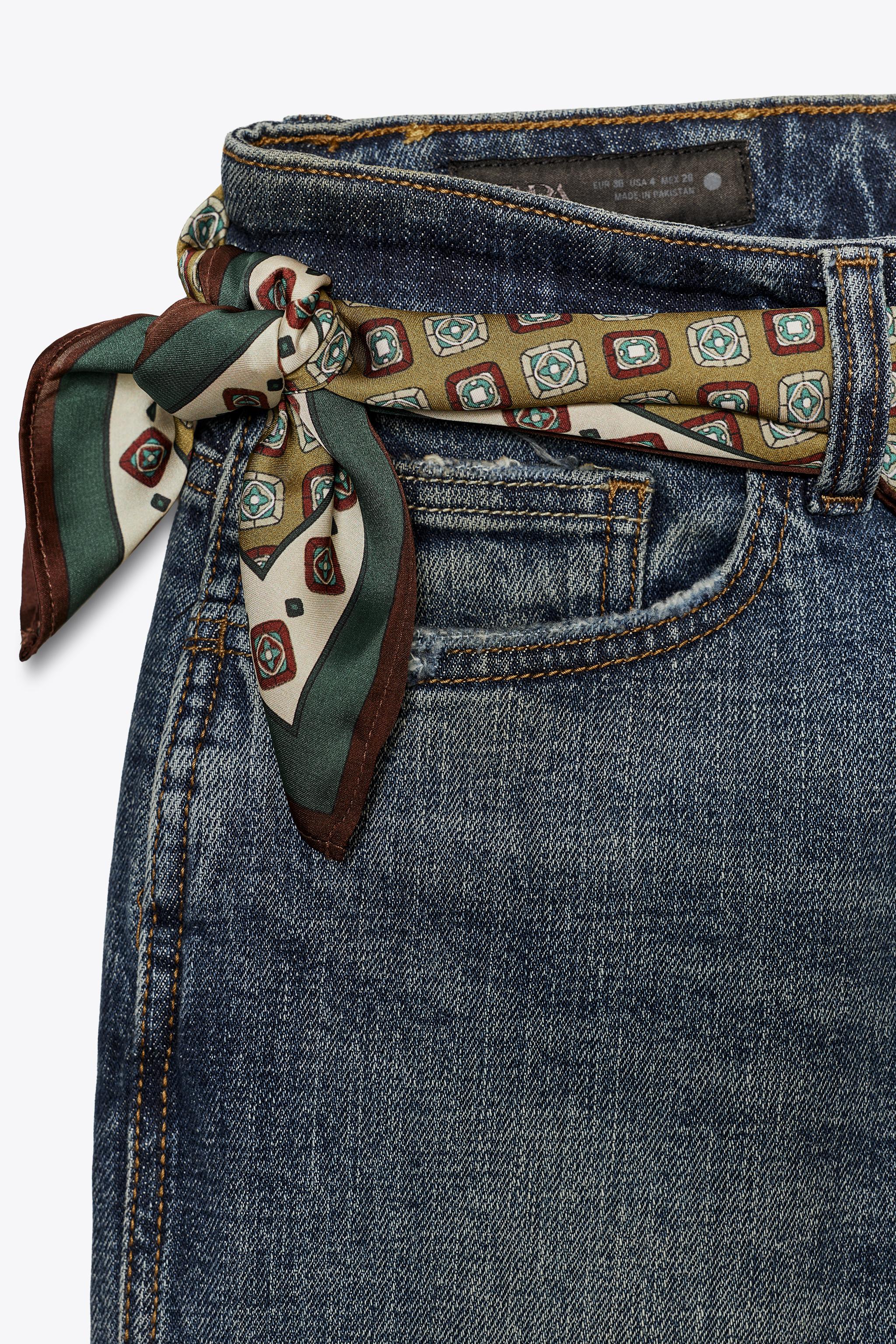 ZW COLLECTION LOW-RISE SCARF BAGGY JEANS